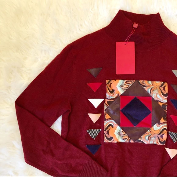 NWT Vivienne Tam Patchwork Cashmere Turtleneck S - Picture 5 of 5